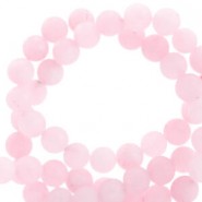 Semi-precious stone beads round 6mm jade mat Light pink